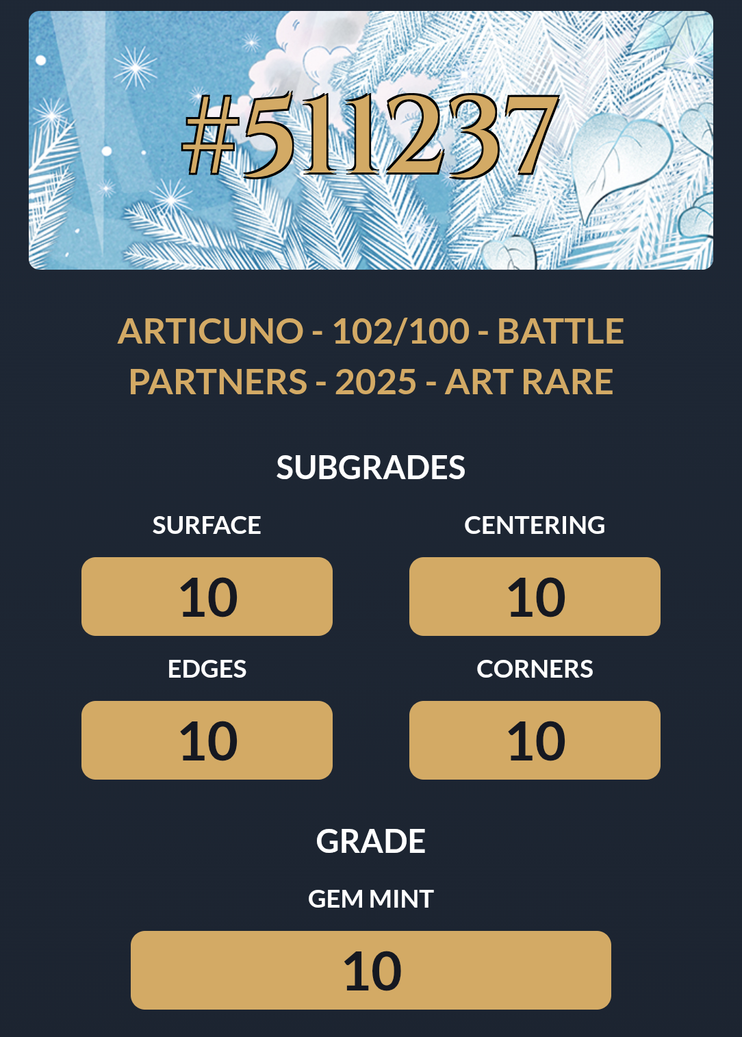 Articuno - Battle Partners - Ace 10