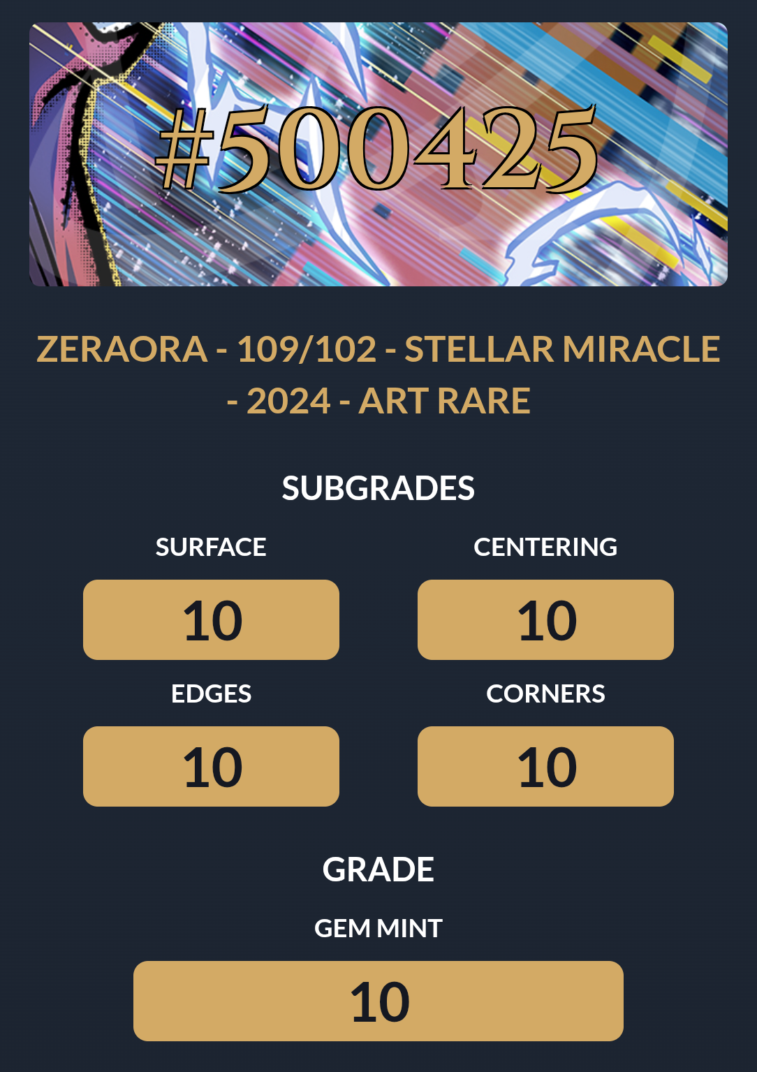 Zeraora - Stellar Miracle - ACE 10