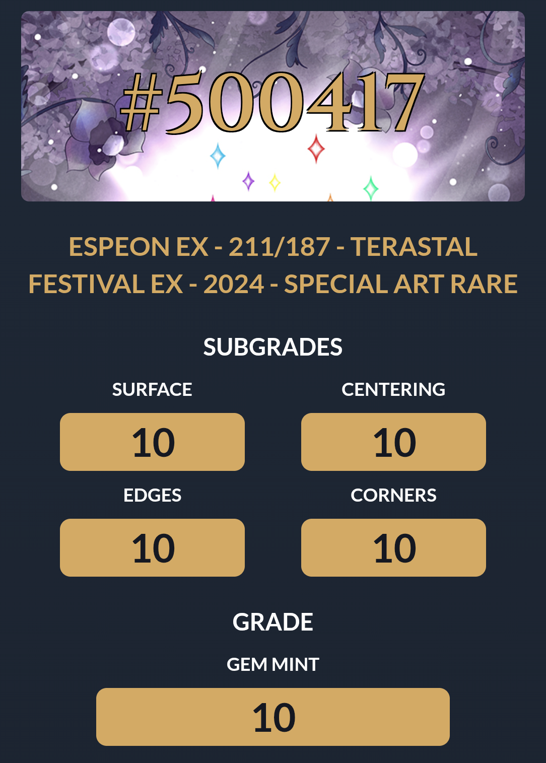 Espeon Ex - Terastal Festival - ACE 10